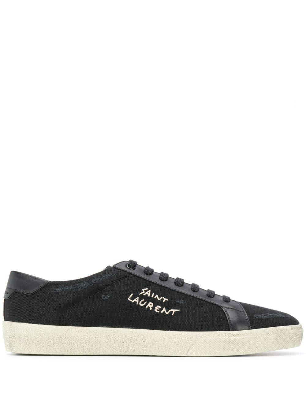 Black/white logo-print low-top sneakers 611106GUP50 1000 SAINT LAURENT