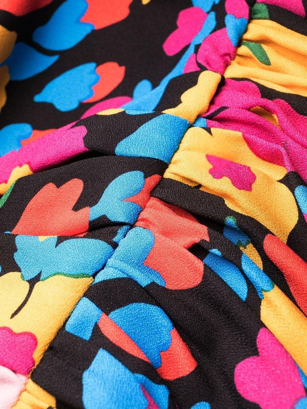 Multicolour floral-print one-shoulder mini dress 692924Y3E65 8490 SAINT LAURENT