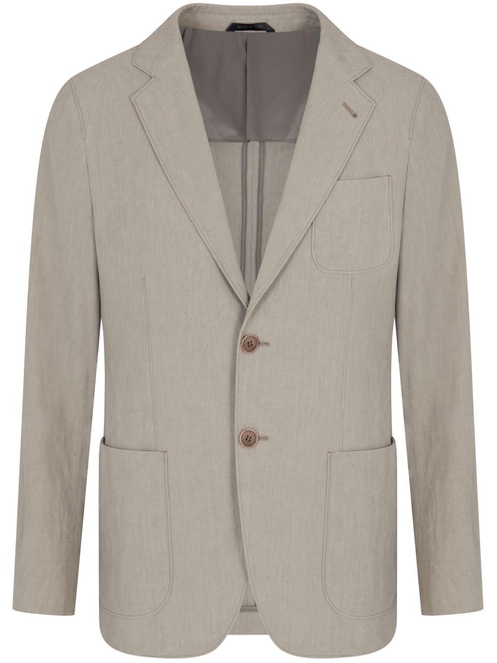 SINGLE-BREASTED JACKET IN LINEN CANVAS GM000140 TE10954U6167 GIORGIO ARMANI