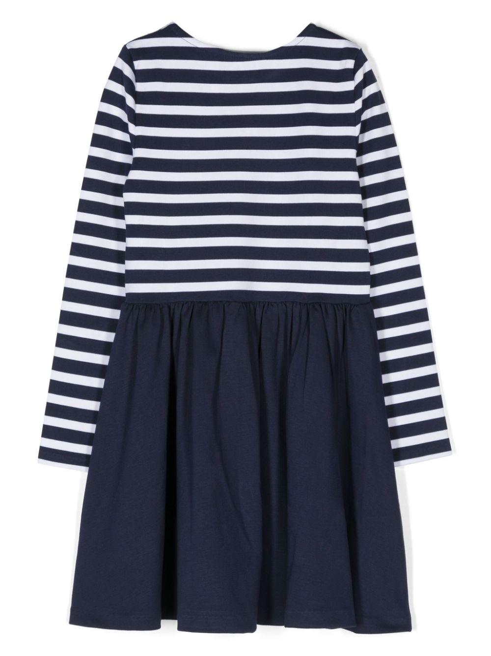 Striped print front logo dress 313890249002 NEWPORTNAVYWWHITE POLO RALPH LAUREN KIDS