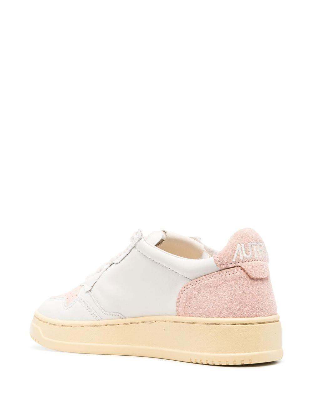 Perforated pink details low-top sneakers AULW SL03WHITE/PINK AUTRY