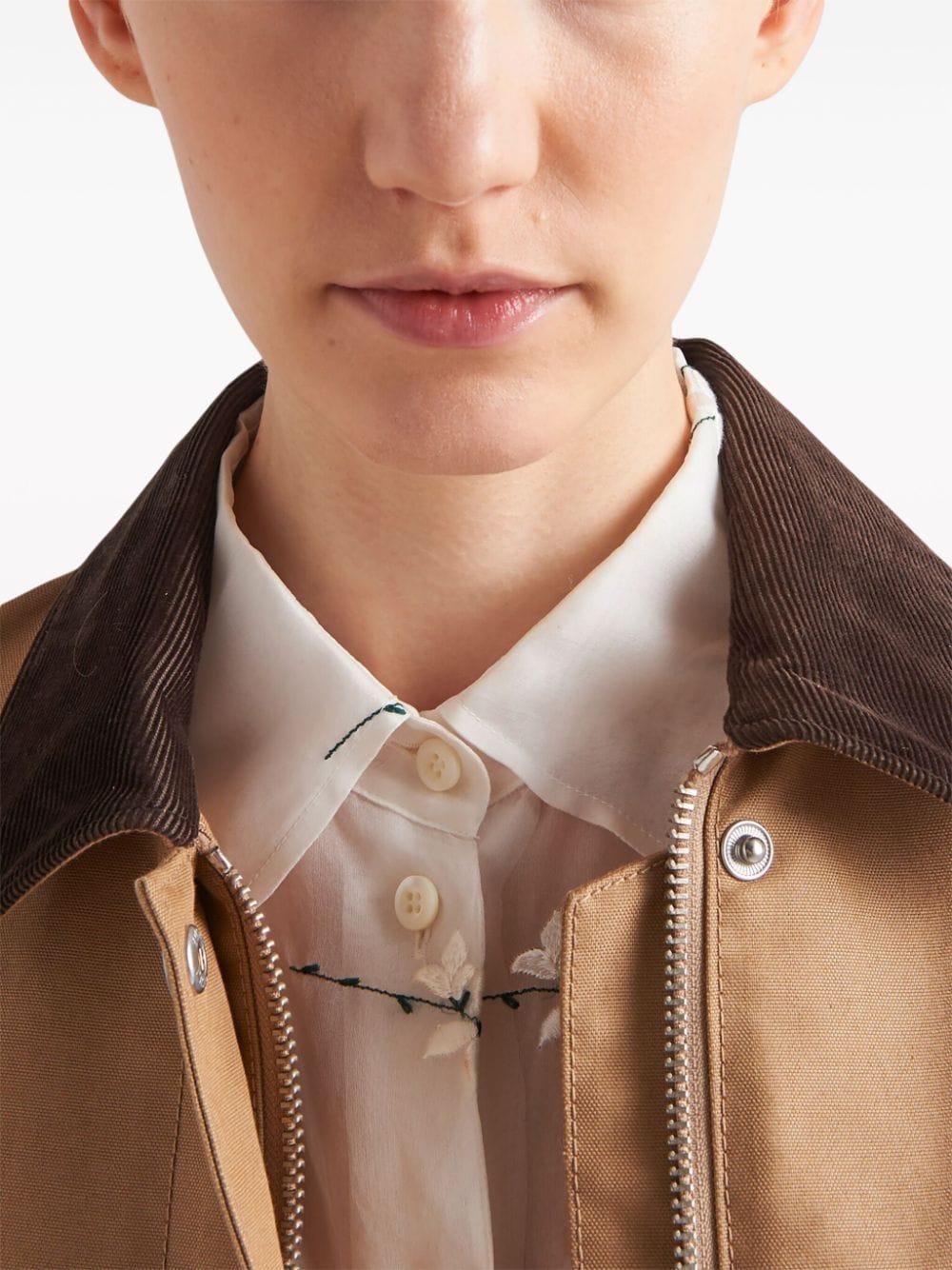 Floral-embroidered silk midi dress<BR/><BR/><BR/> P3L88R 14KFF0009 PRADA