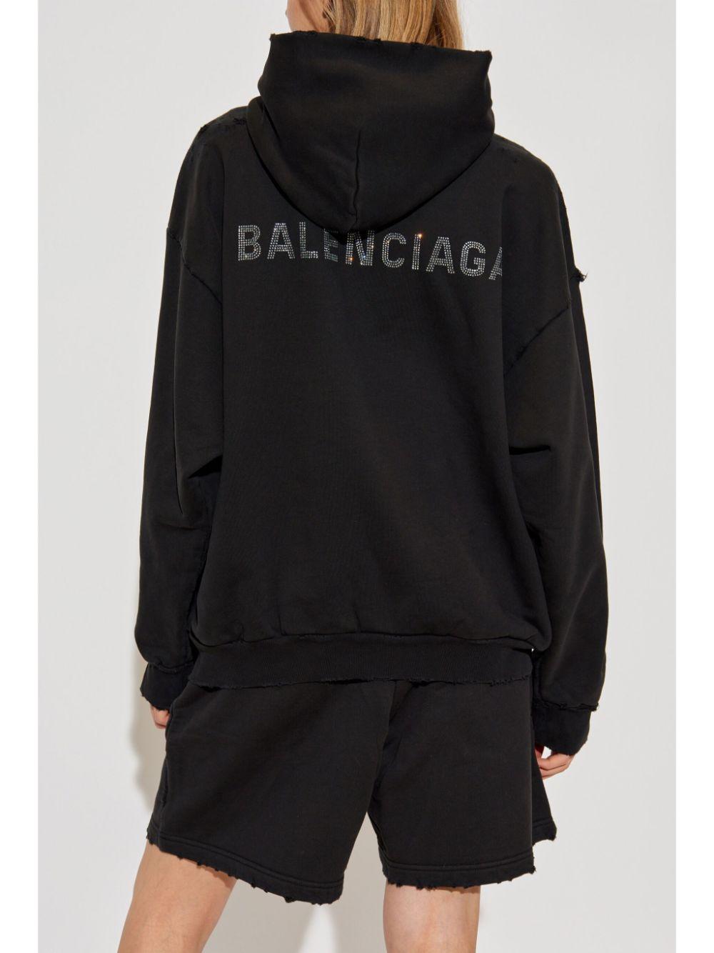 Rhinestone logo hoodie<BR/><BR/><BR/> 767877 TQVY11083 BALENCIAGA