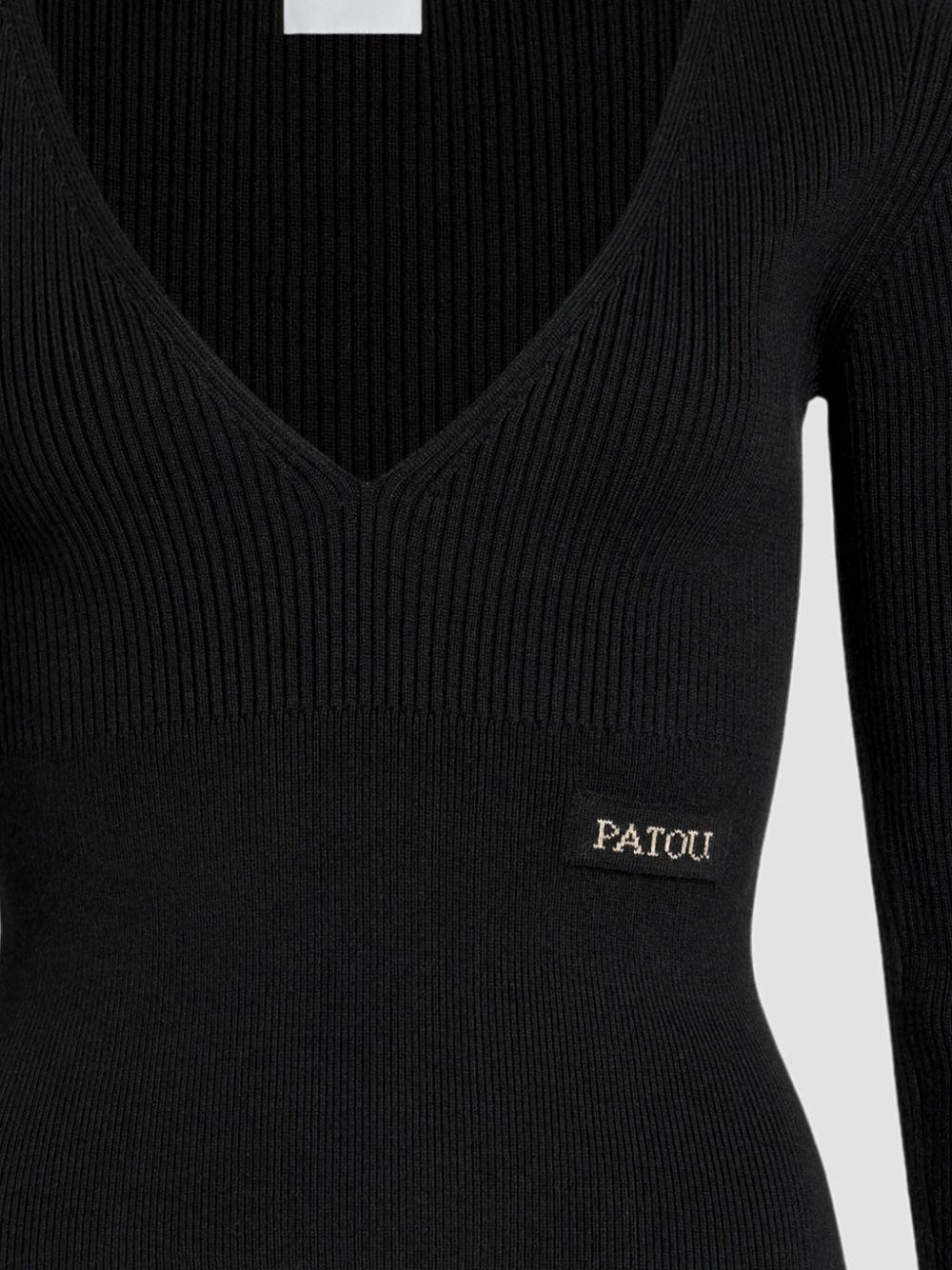 V-neck ribbed sweater<BR/><BR/><BR/> KN1878009 999B PATOU