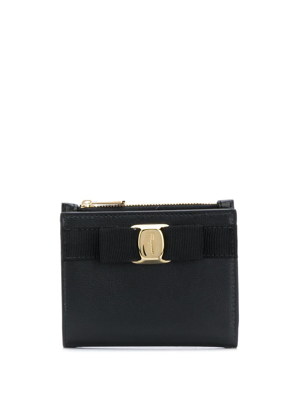 Bow-detail small wallet<BR/><BR/><BR/> 22E009 186 734500NERO FERRAGAMO