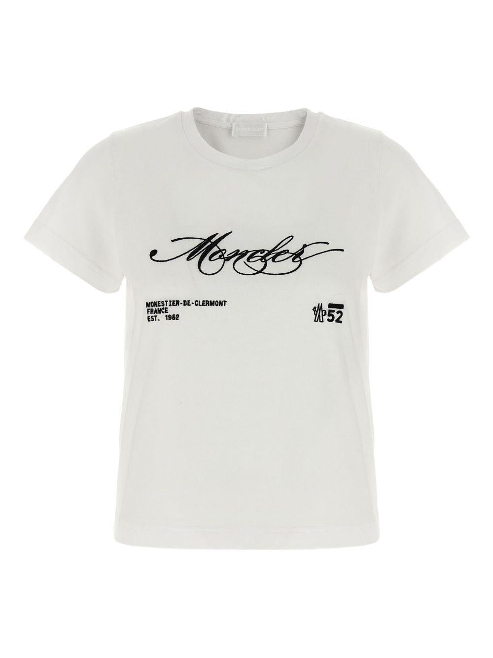 Cotton T-shirt with embroidered cursive logo K20938C00005 89AJS00A MONCLER