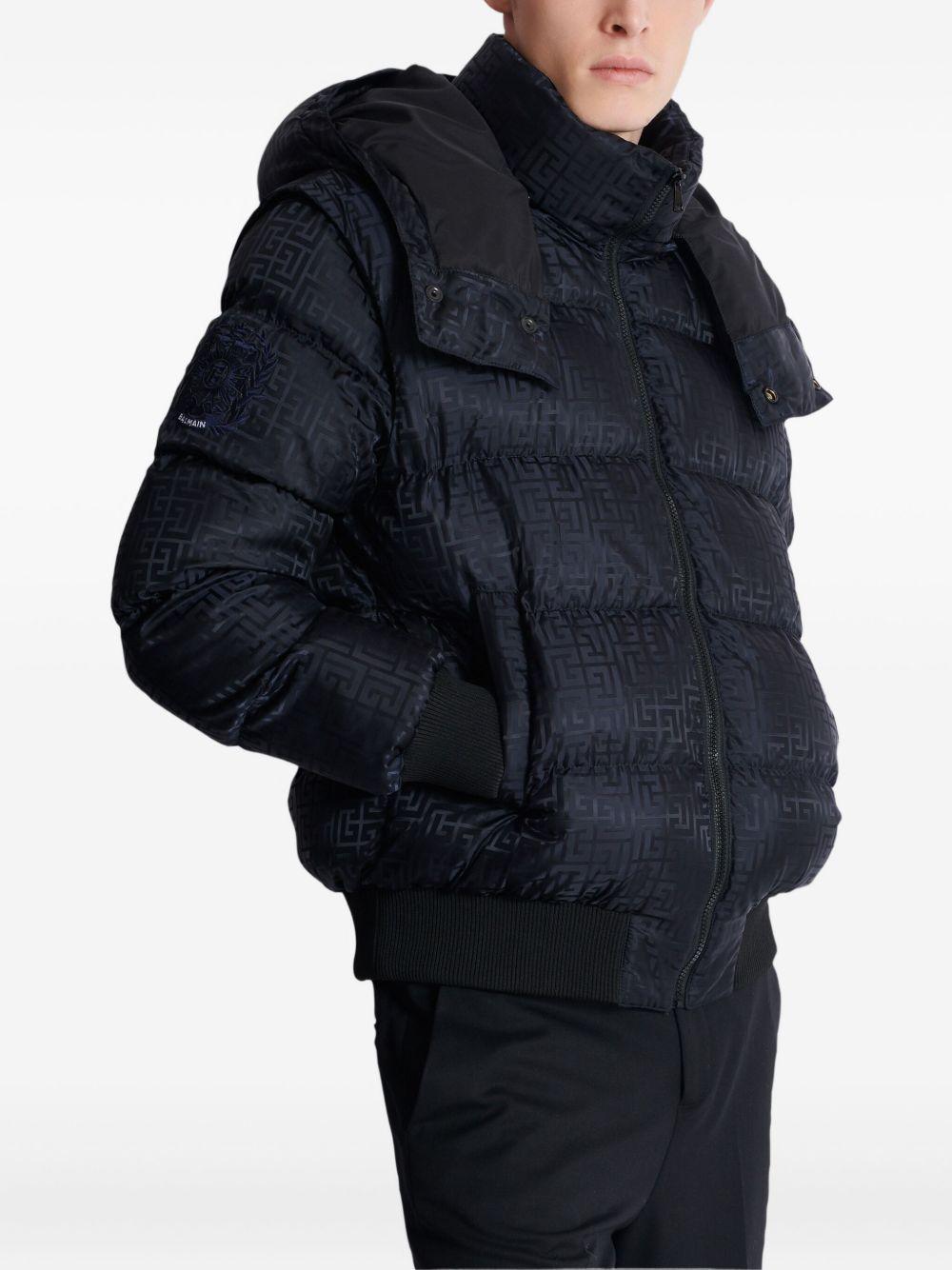 Cropped monogram jacquard padded jacket FH1TP161XB11 EAP BALMAIN