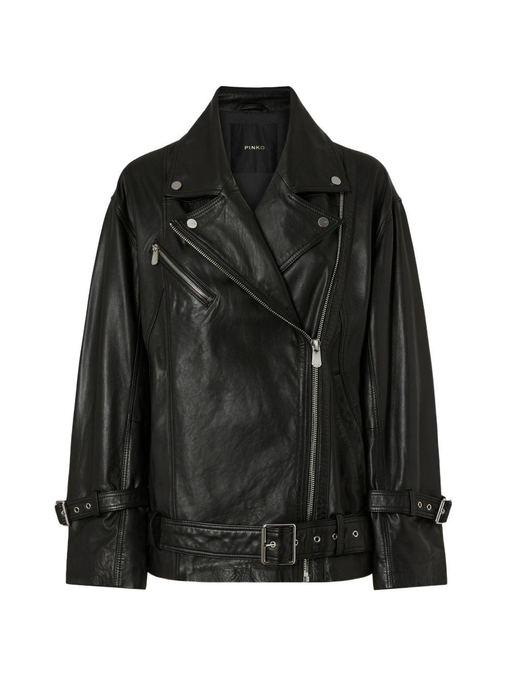 Leather biker jacket 106231 A31XZ99 PINKO