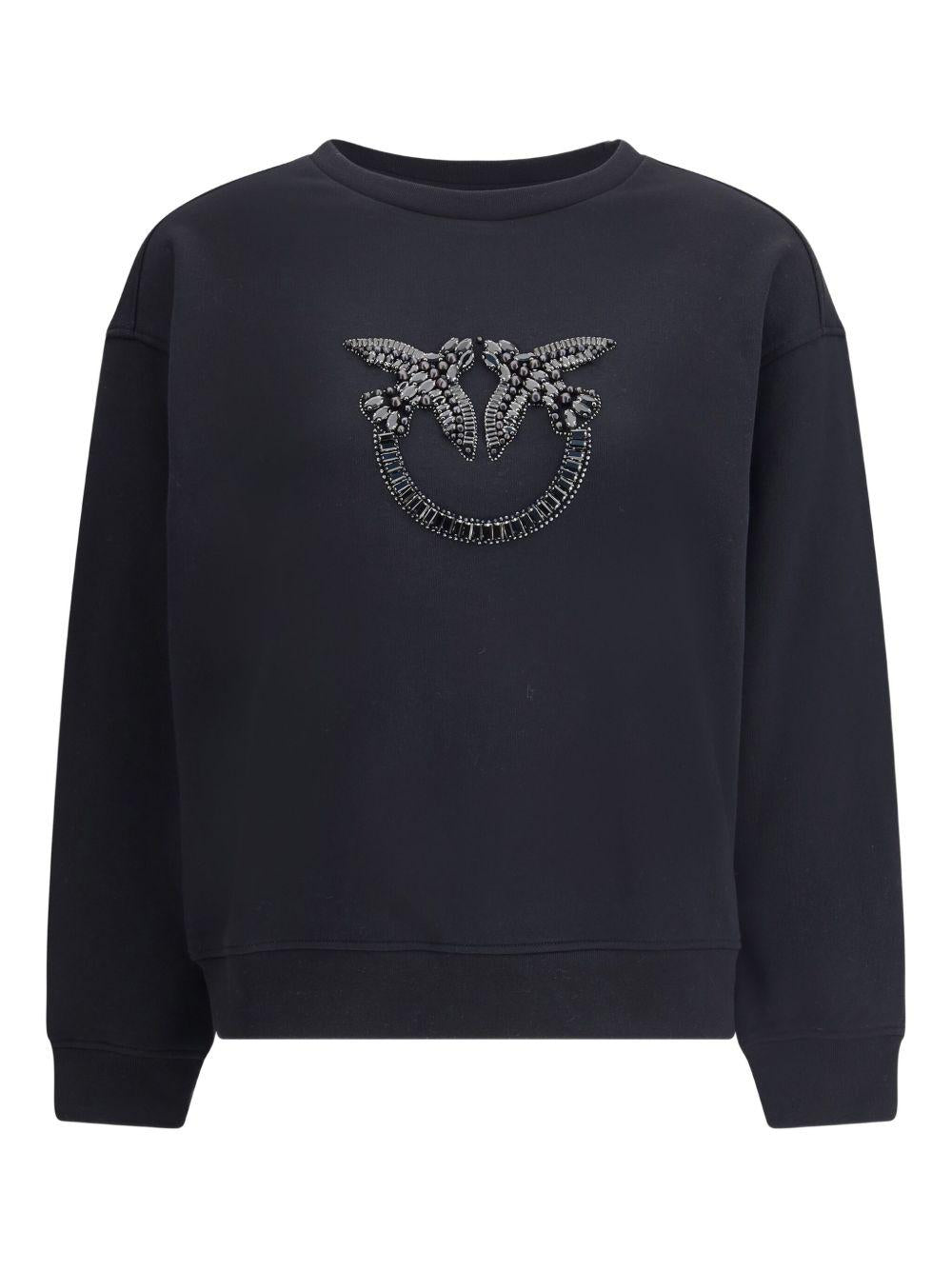 Love Birds jewel embroidery sweatshirt 100534 A2ROZ99 PINKO
