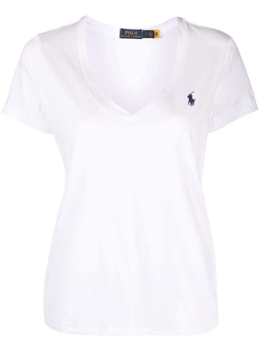 Polo Pony V-neck T-shirt<BR/><BR/><BR/> 211902403001 WHITE POLO RALPH LAUREN