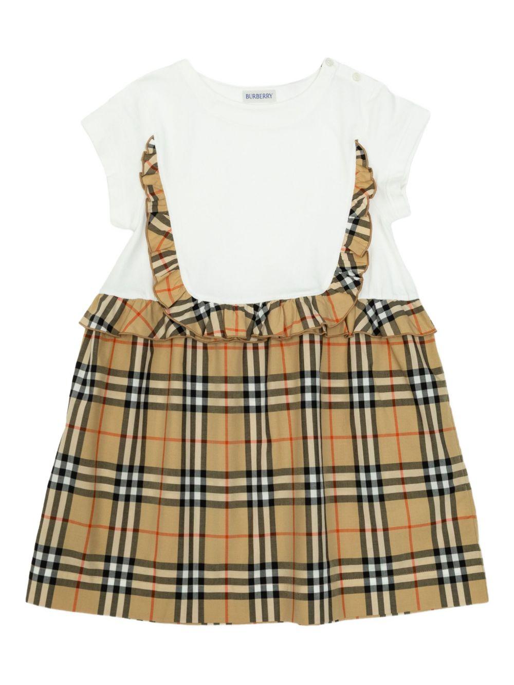 Check Trim Stretch Cotton Dress 8117420 A1464 BURBERRY KIDS