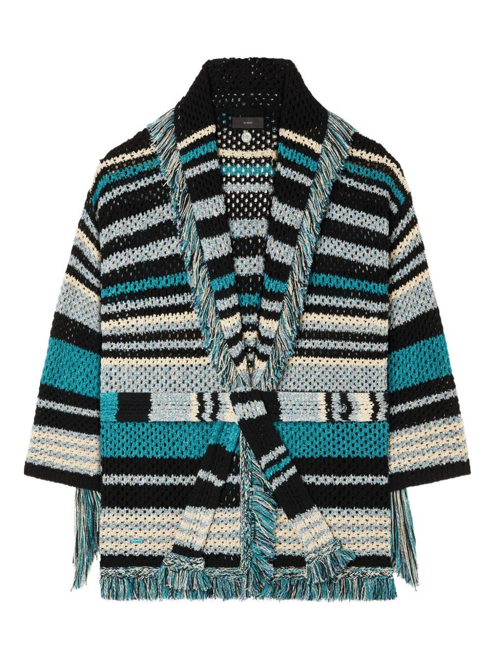 Ocean Stripes fringed cardigan LWHB064R26KNI012 1084 ALANUI