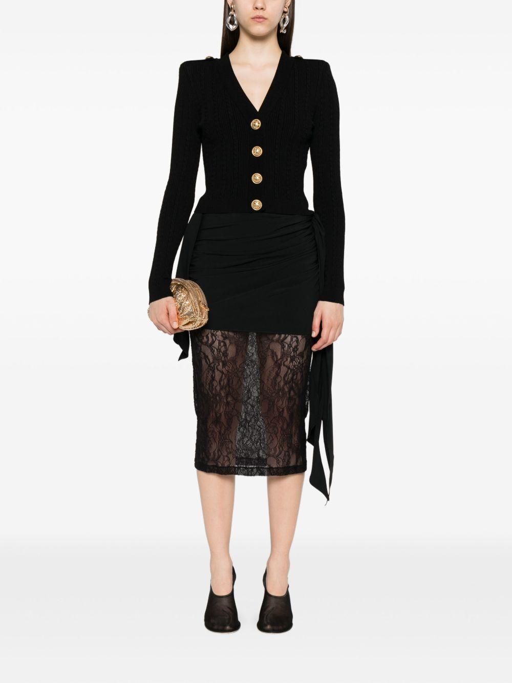 Long-sleeved cable-knit cardigan FF1KL245KI50 0PA BALMAIN