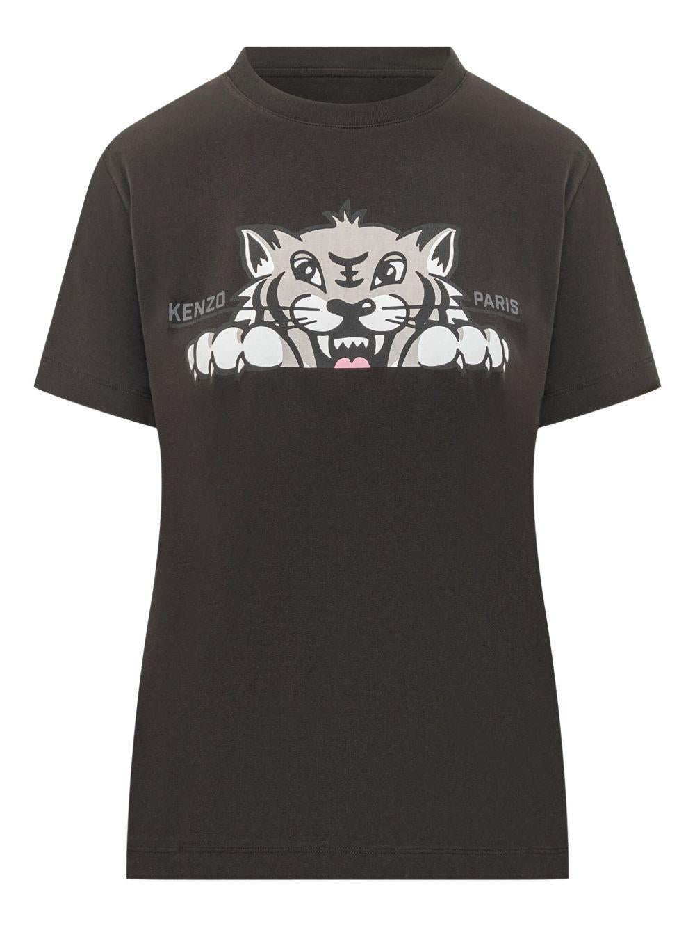 'KENZO Happy Tiger' loose T-shirt in cotton FF62TS3524SO 99JBLACK KENZO