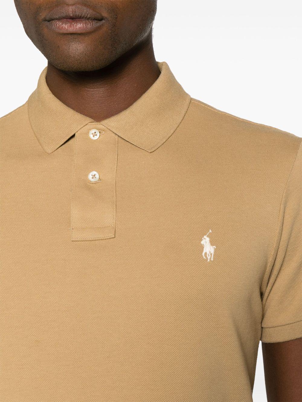 Pony-embroidered cotton polo shirt<BR/><BR/><BR/> 710536856379 CAFE TAN POLO RALPH LAUREN