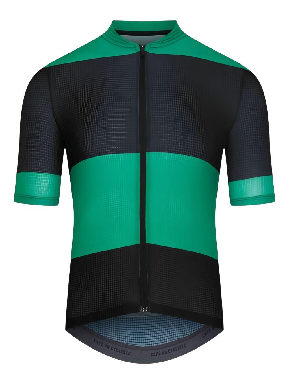 Angeline stripe ultralight cycling jersey ANGELINE BLACK GREEN CAFÉ DU CYCLISTE