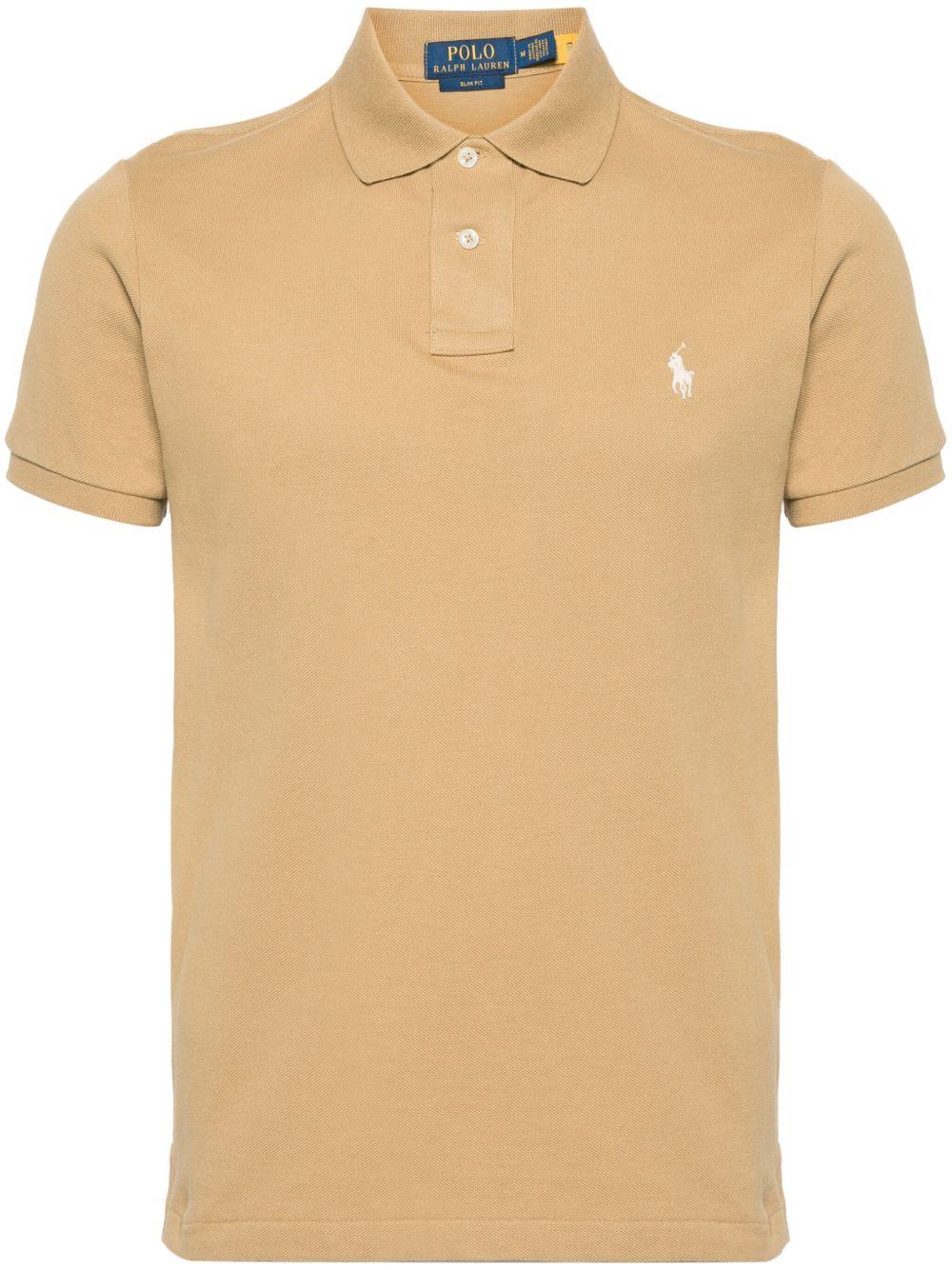 Pony-embroidered cotton polo shirt<BR/><BR/><BR/> 710536856379 CAFE TAN POLO RALPH LAUREN