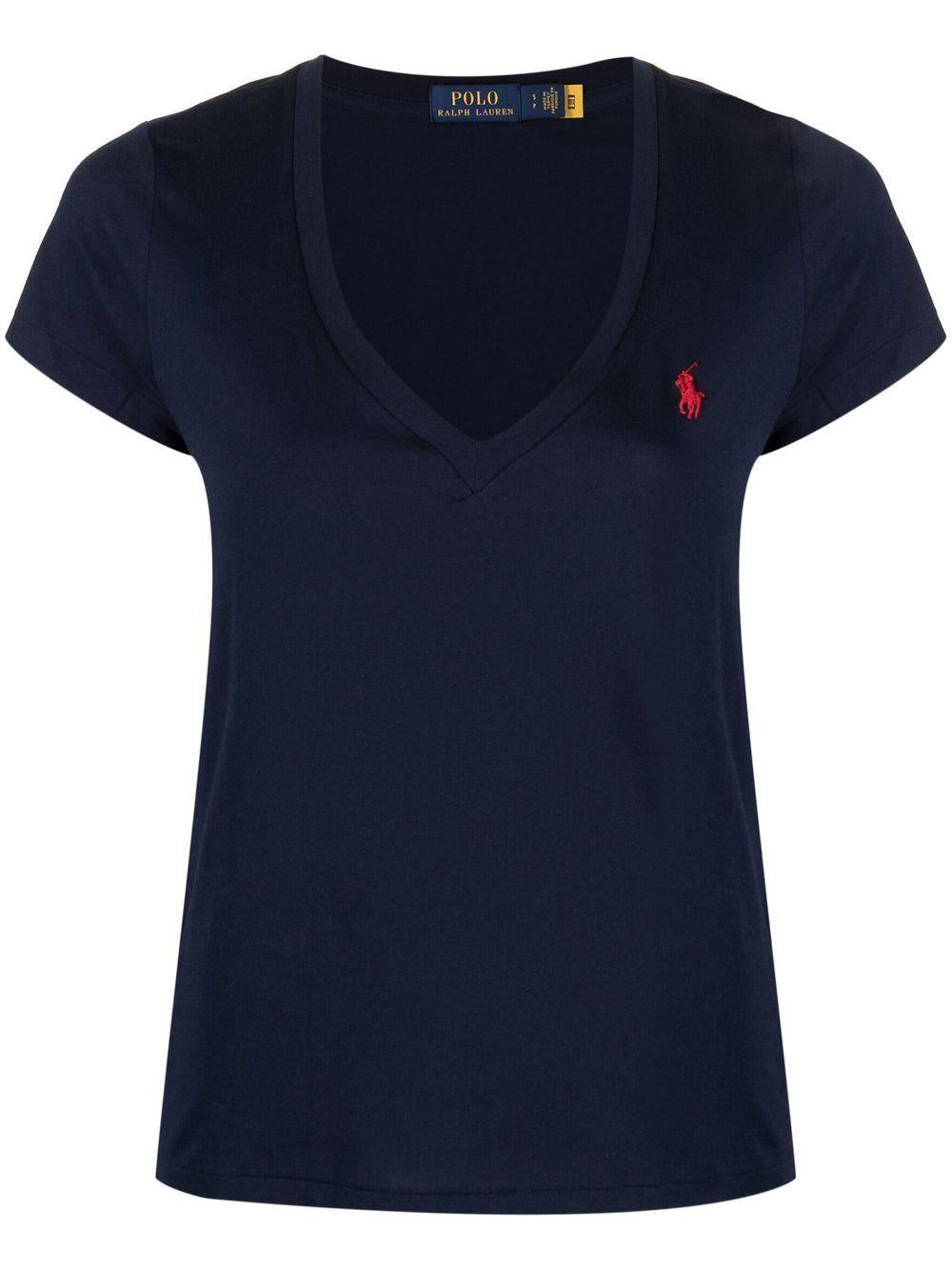 Polo Pony V-neck T-shirt<BR/><BR/><BR/> 211902403002 CRUISE NAVY POLO RALPH LAUREN