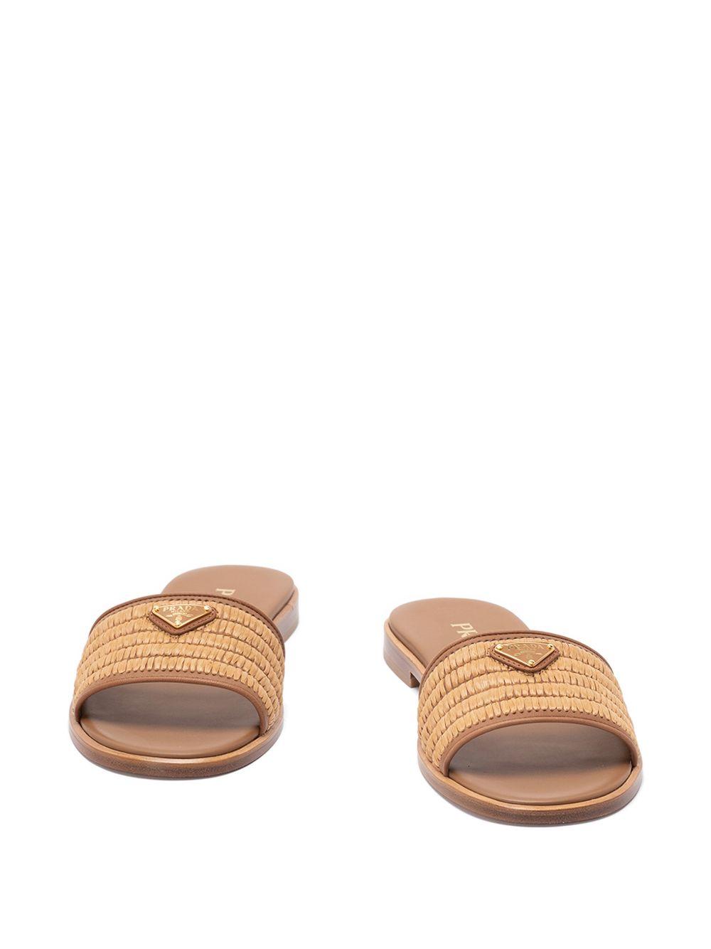 Leather slides with crochet details 1XX7582ACS F-B010F0002 PRADA