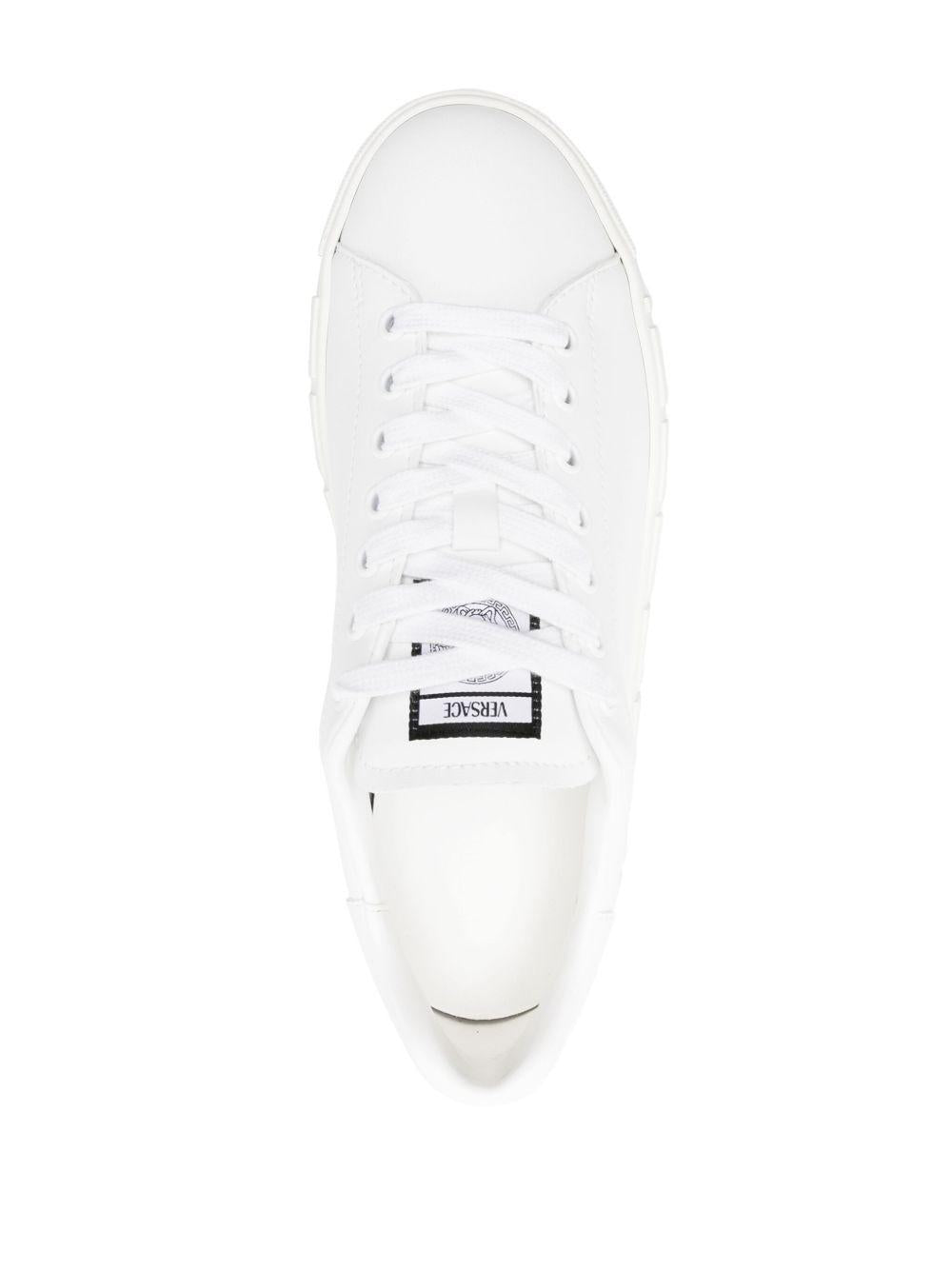 Greca-embossed leather sneakers<BR/><BR/><BR/> 1013568 1A096081W010 VERSACE