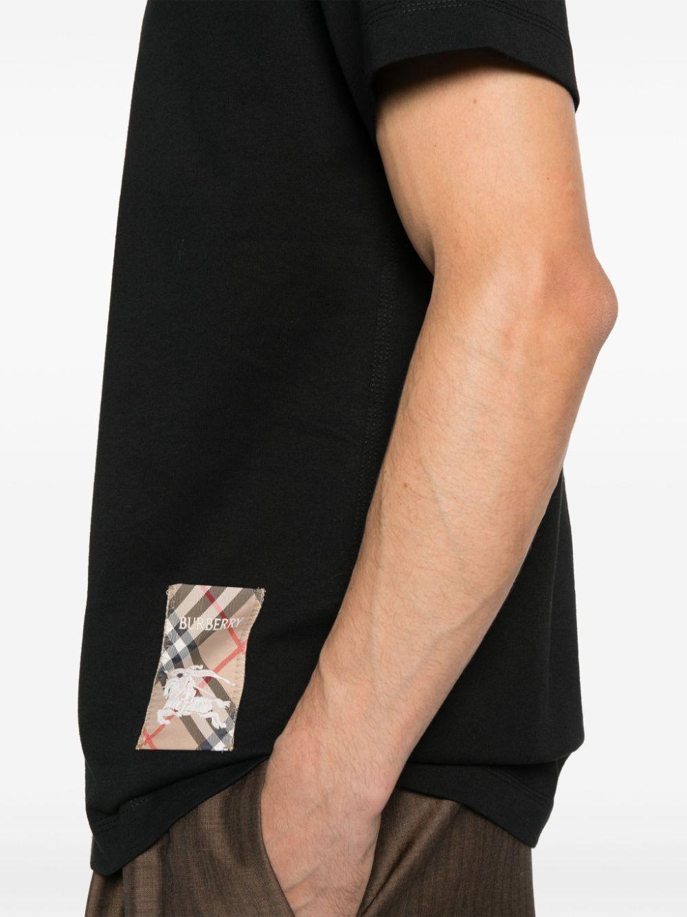 Check-logo patch cotton T-shirt<BR/><BR/><BR/> 8104889 A1189 BURBERRY