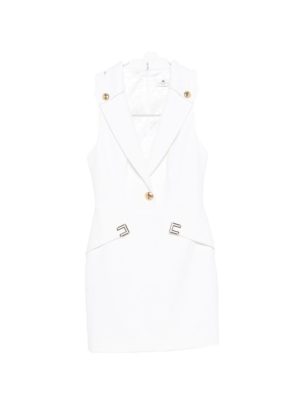 Mini dress in double stretch crepe with logo details AB92461E2 360 ELISABETTA FRANCHI