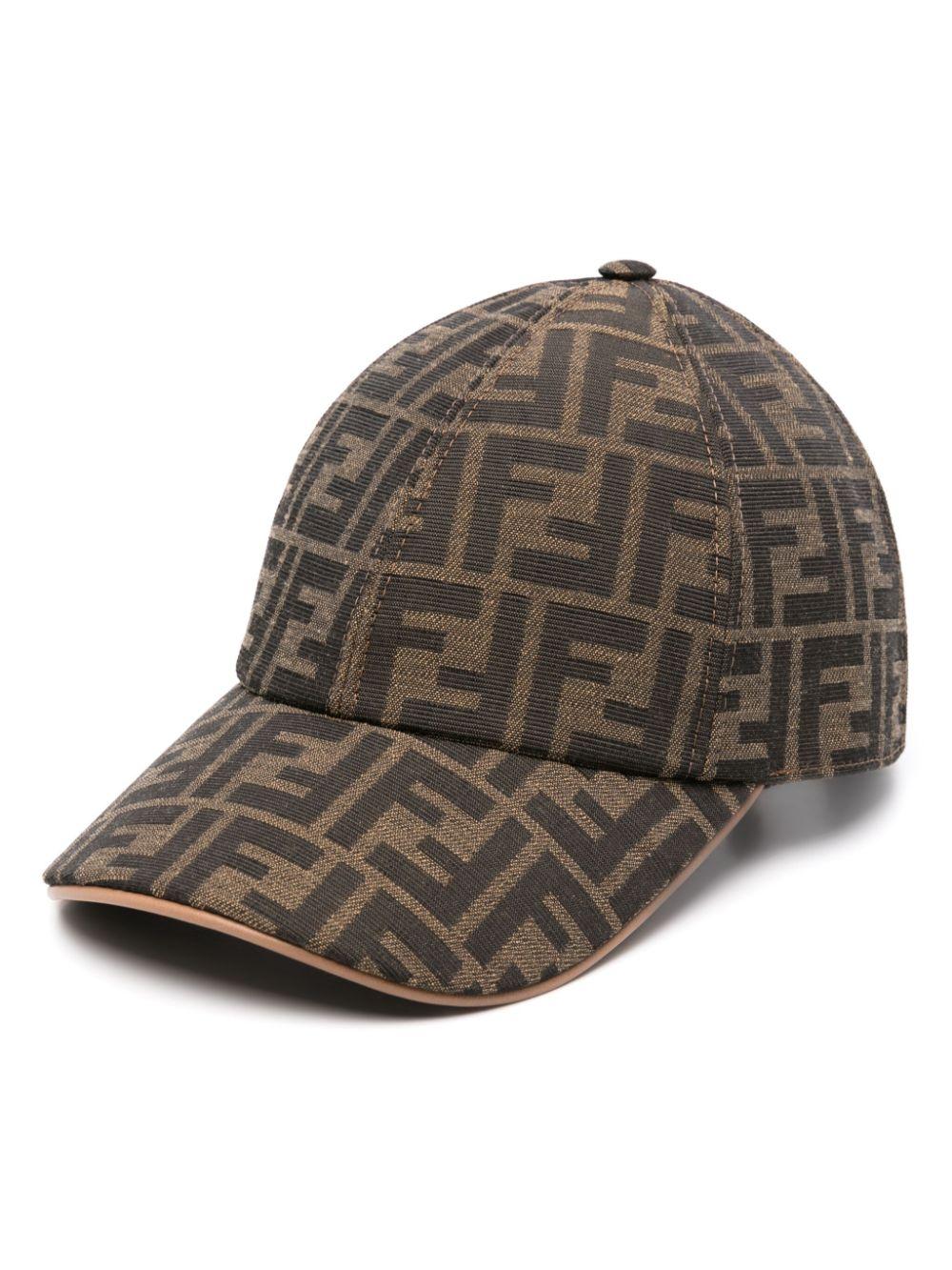 FF-jacquard leather-trim cap<BR/><BR/><BR/> FXQ379 ALSGF0QE1 FENDI