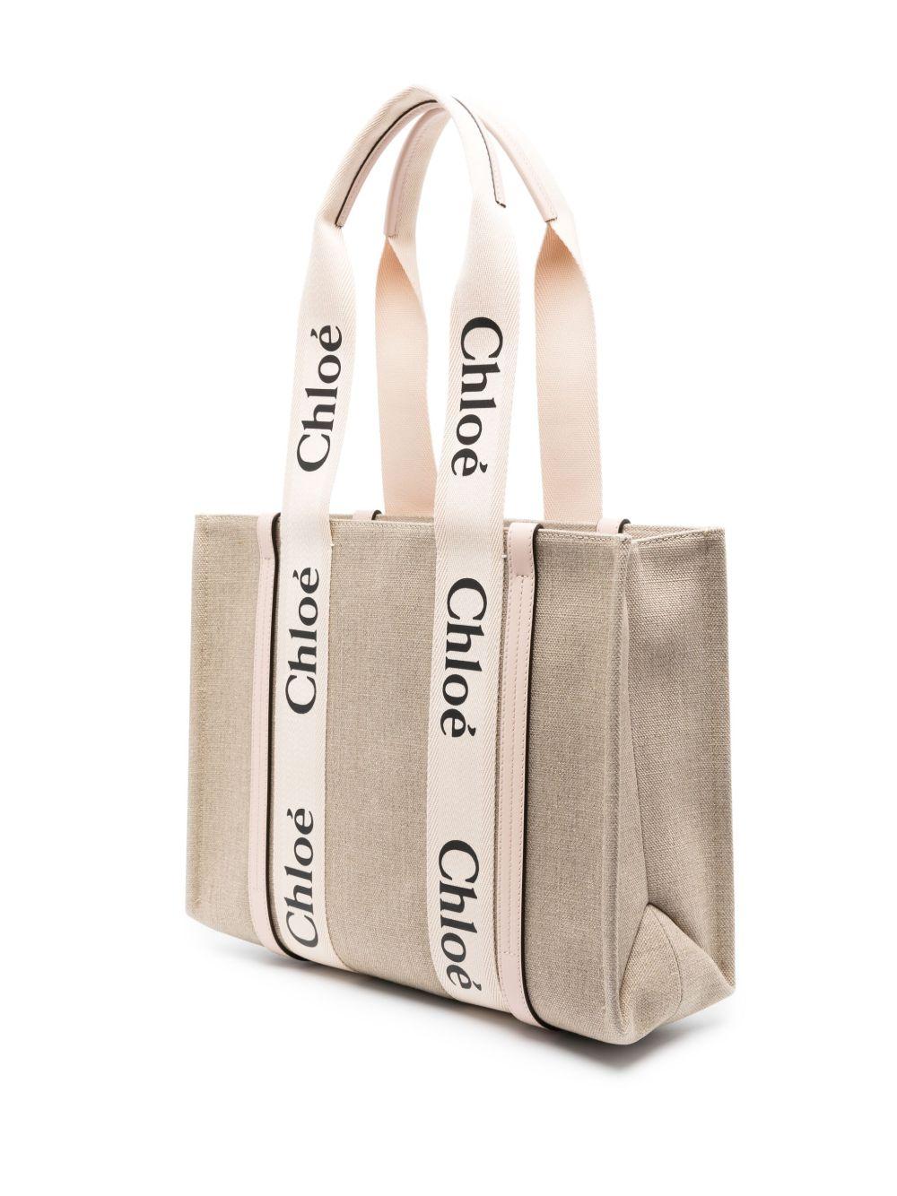 Woody medium linen tote bag CHC22AS383I26 6J5 CHLOÉ