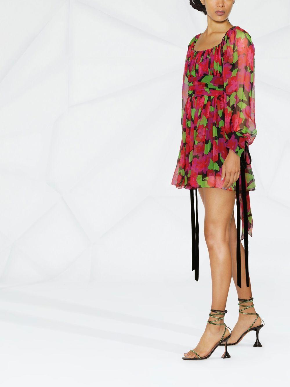Floral-print long-sleeve mini dress 680641Y3E16 1052 SAINT LAURENT