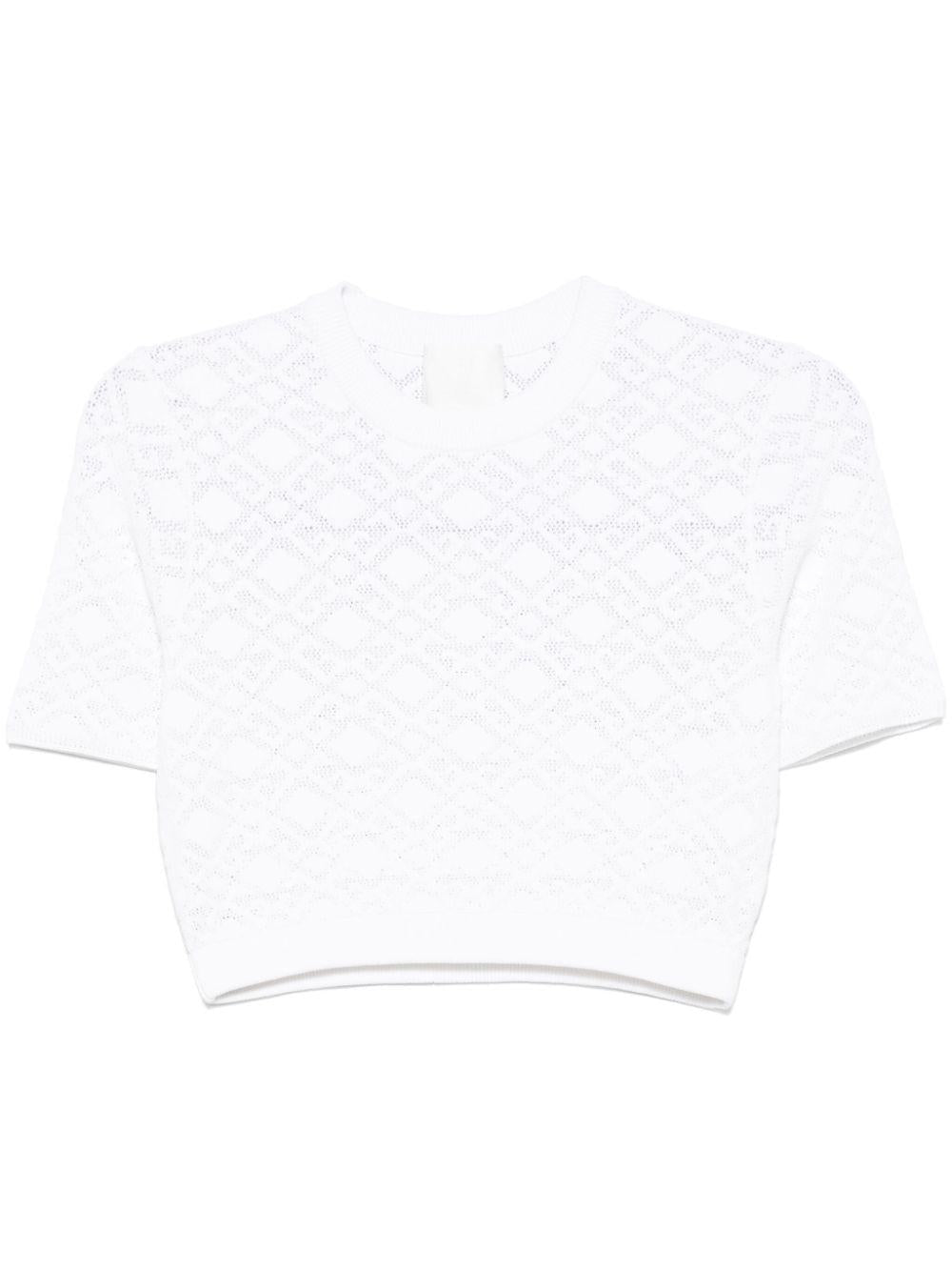 Monogram 72-jacquard cropped T-shirt<BR/><BR/><BR/> BW90TT4ZPN 100 GIVENCHY