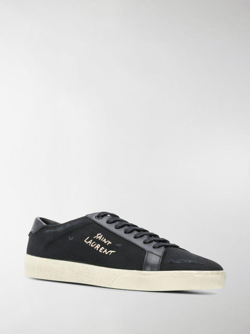 Black/white logo-print low-top sneakers 611106GUP50 1000 SAINT LAURENT