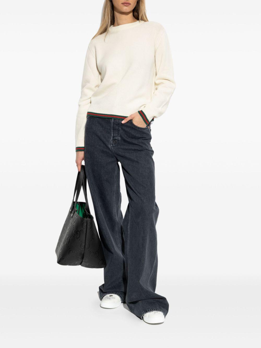 Wool and cashmere sweater with Web 813843 XKEI29257 GUCCI