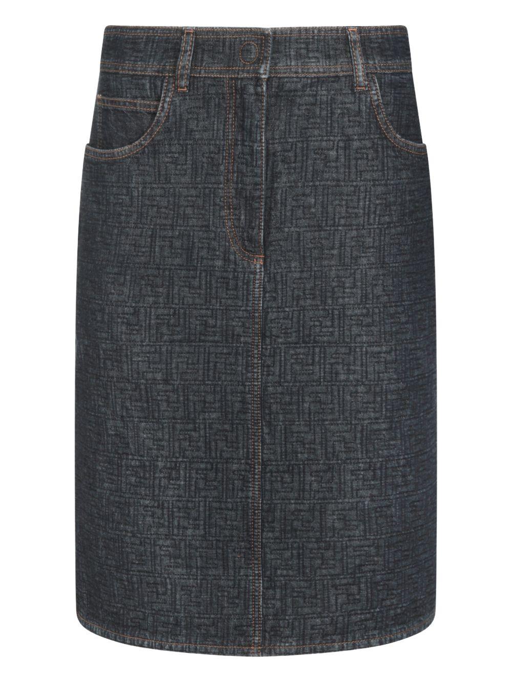 FF denim skirt FLQ604 AW82F1UKI FENDI