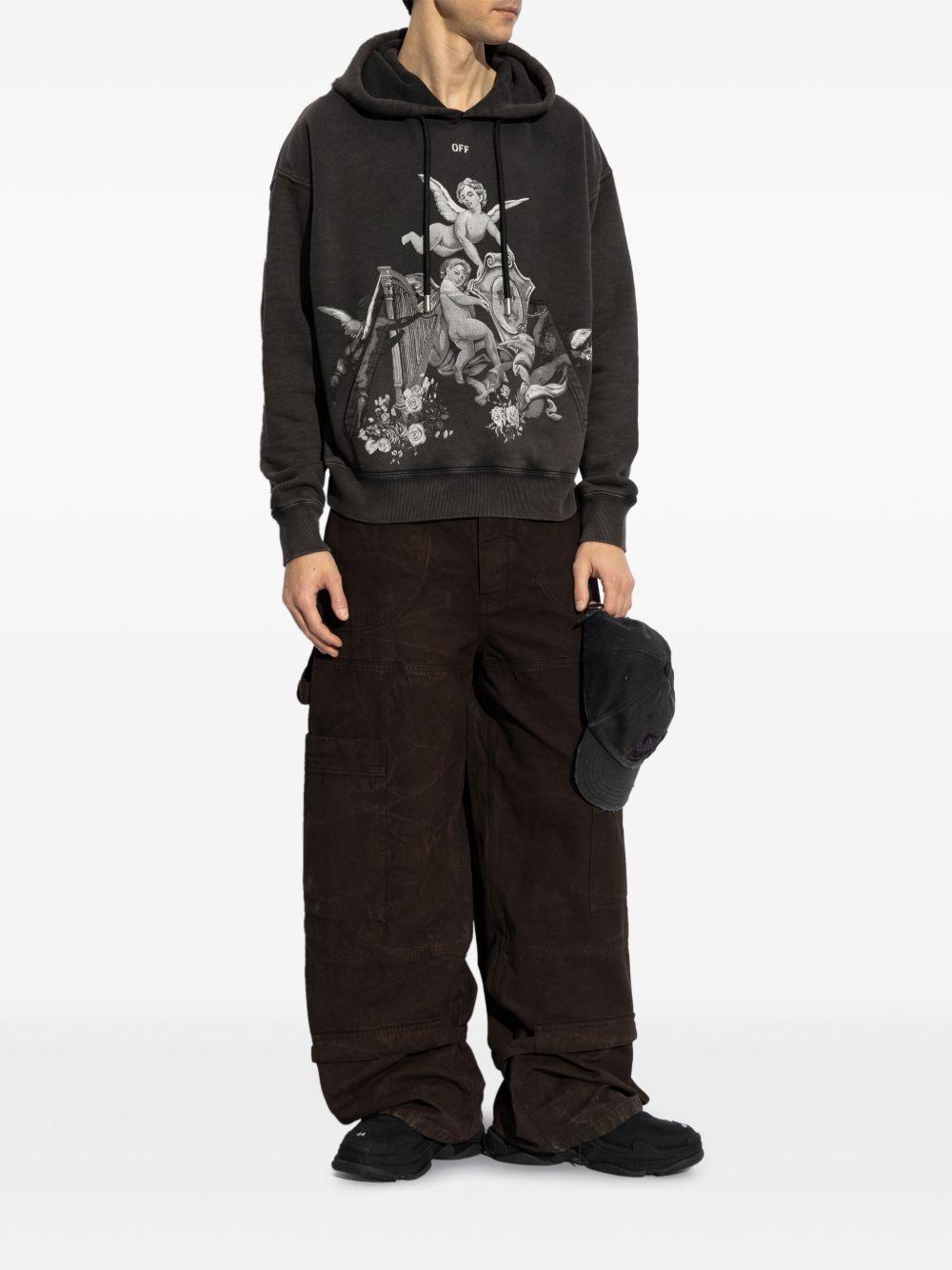 Angel graphic-print hoodie<BR/><BR/><BR/> OMBB085S25FLE002 1301 OFF-WHITE
