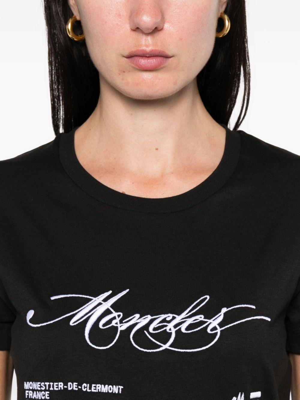 Cotton T-shirt with embroidered cursive logo K20938C00005 89AJS998 MONCLER