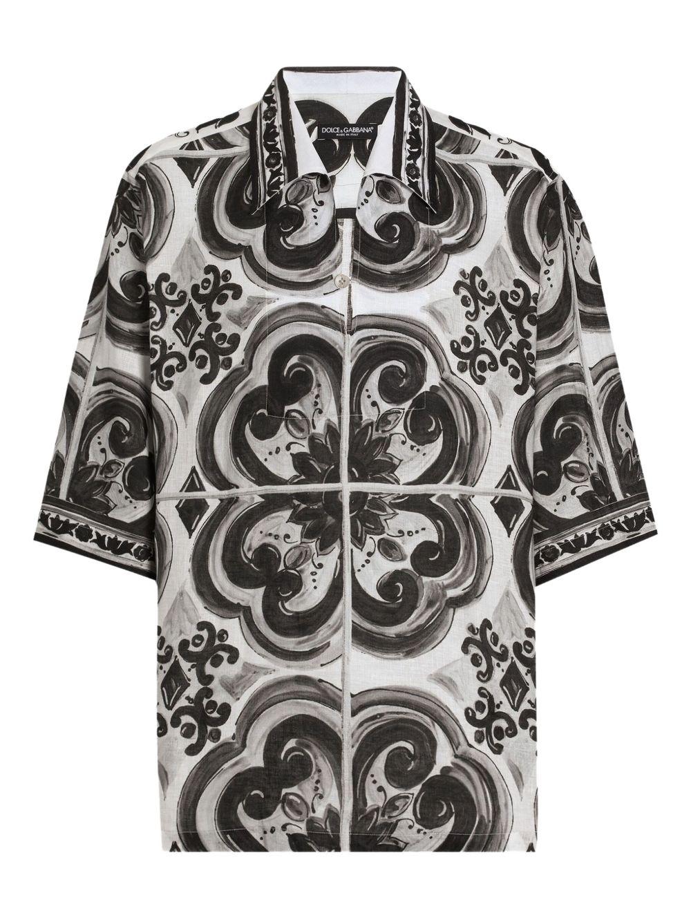 Majolica-print hawaii linen shirt G5GJ8T FP4M8IU3TN DOLCE & GABBANA