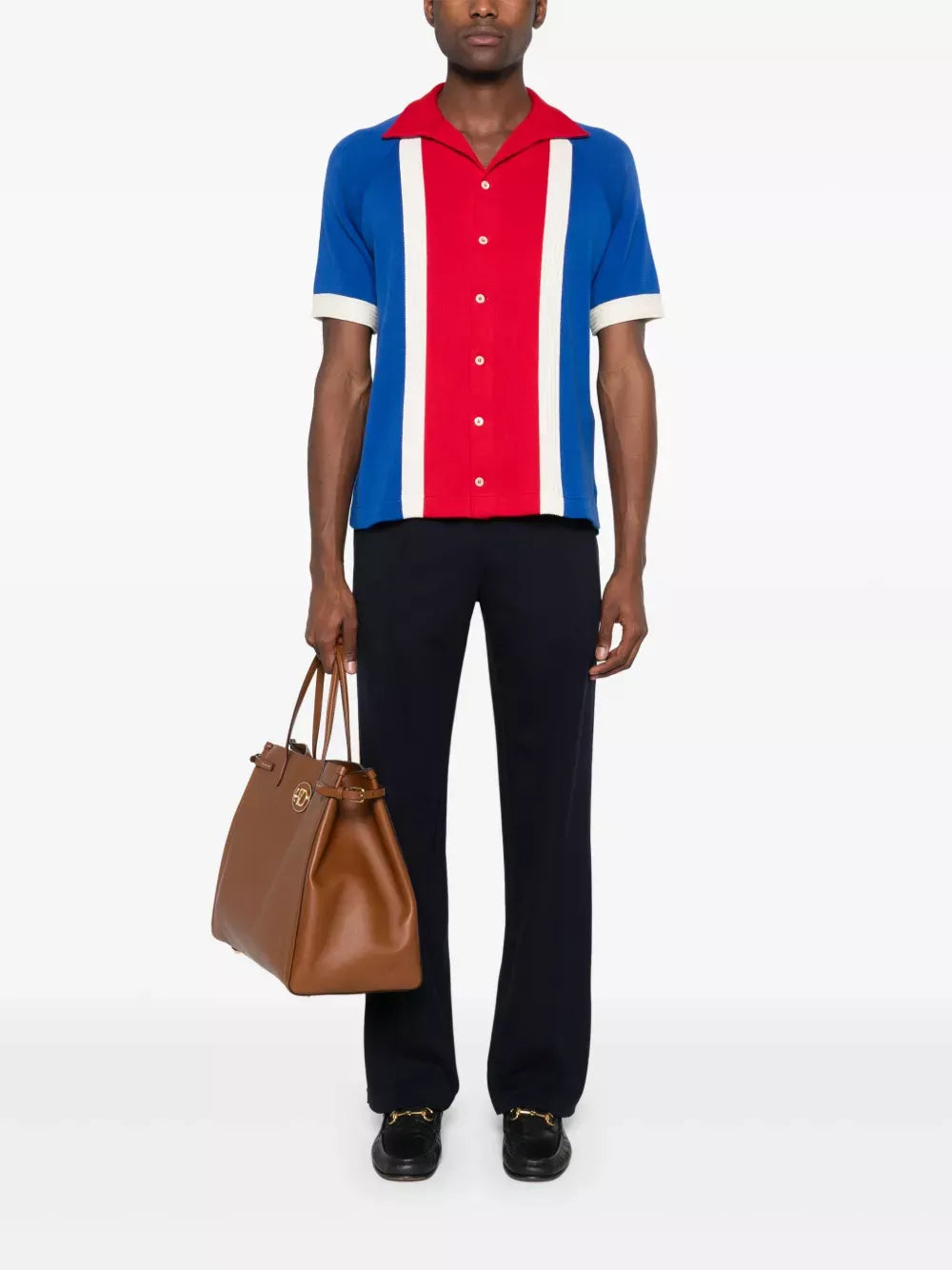 COTTON BOWLING SHIRT WITH CHEZ VALENTINO EMBROIDERY<BR/><BR/><BR/> 6V3KP03SAR5 RFJ VALENTINO GARAVANI