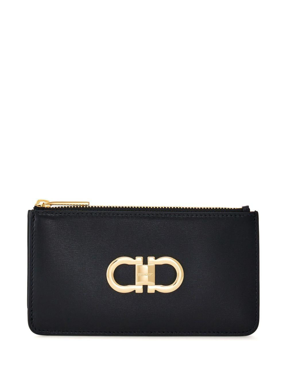 Gancini leather cardholder<BR/><BR/><BR/> PORTA CARTE 770767NERO FERRAGAMO