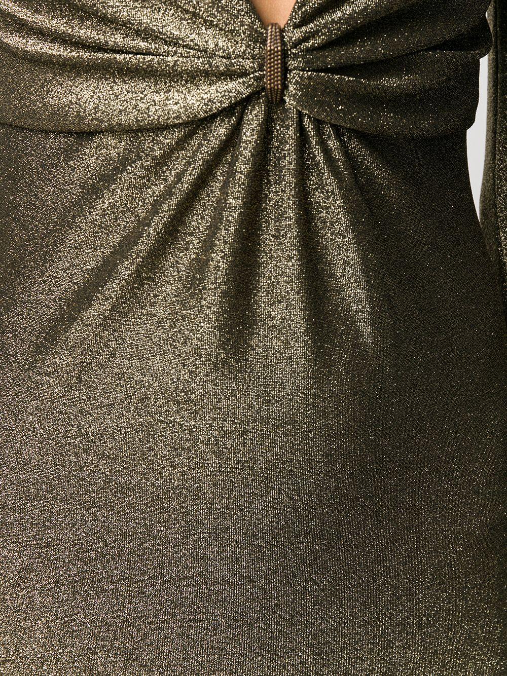 Gold-tone metallic plunging-neck dress 632415 YBYA21039 SAINT LAURENT