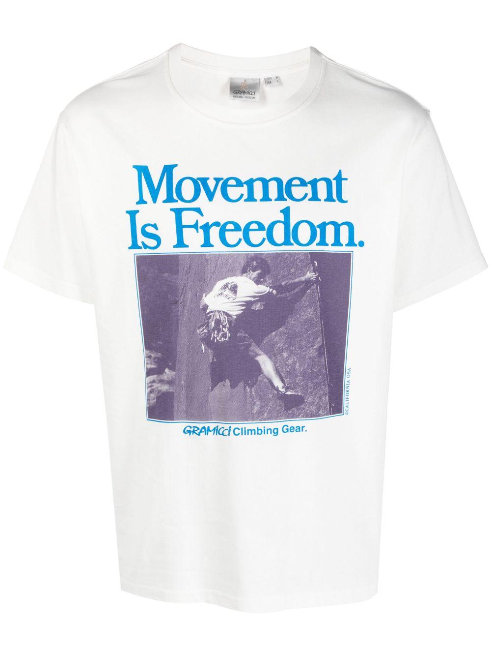 Movement is freedom slogan Tee G3FU T067WHITE GRAMICCI