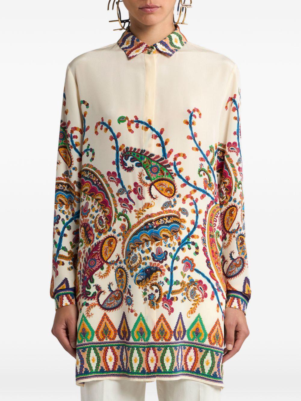 LONG SILK SHIRT WITH PLACED FLORAL PAISLEY PRINT WRIA0103 AKG20X0800 ETRO
