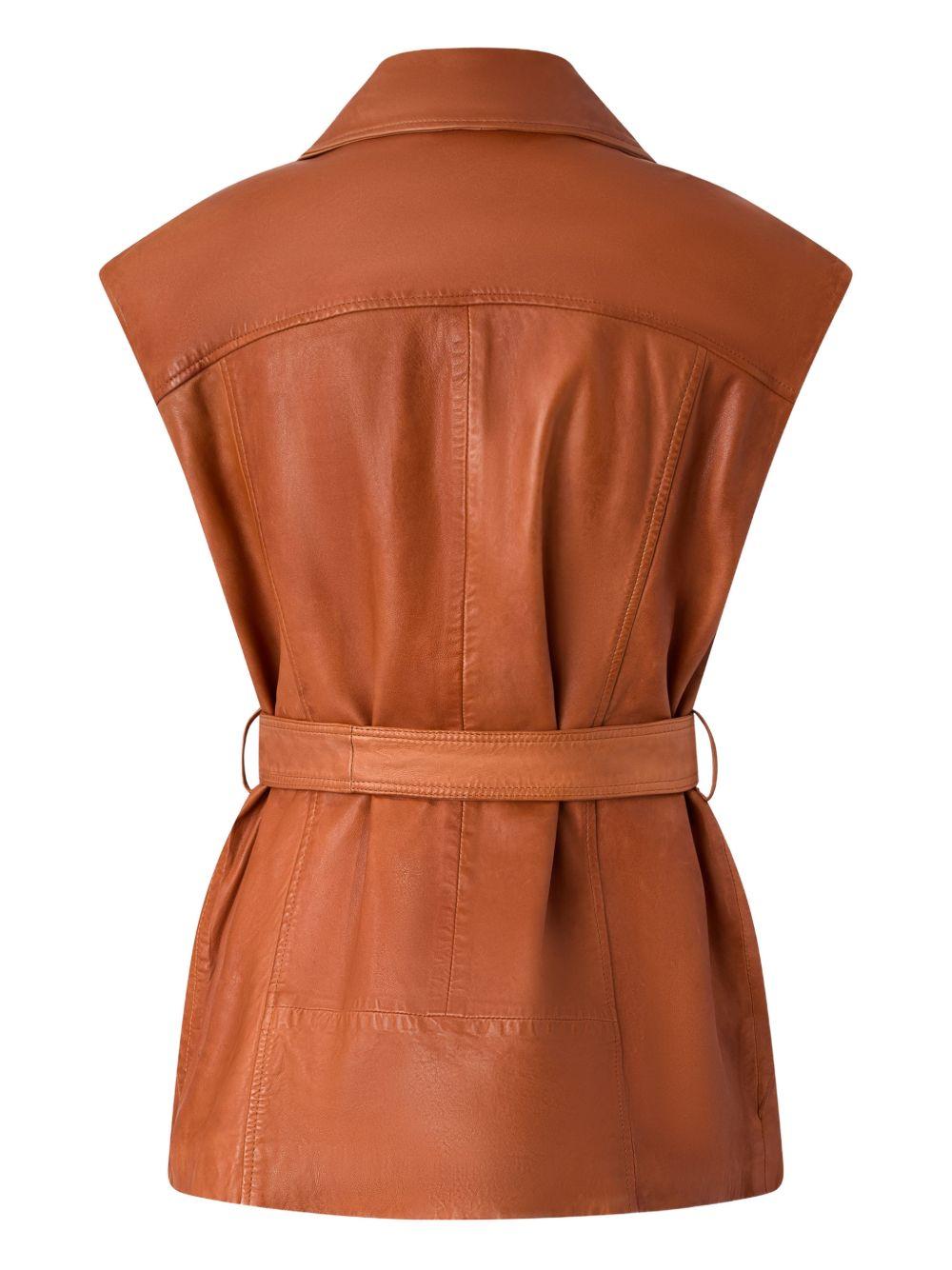 Leather biker style vest 106232 A31XL38 PINKO