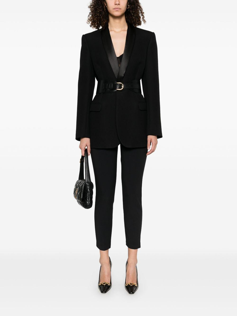 Crêpe slim-fit trousers with logo plaque PA07751E2 110 ELISABETTA FRANCHI
