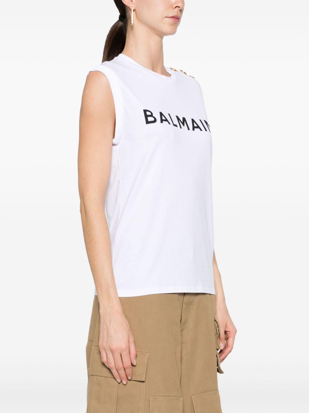 Logo-print cotton tank top<BR/><BR/><BR/> CF1ED001BB02 GAB BALMAIN