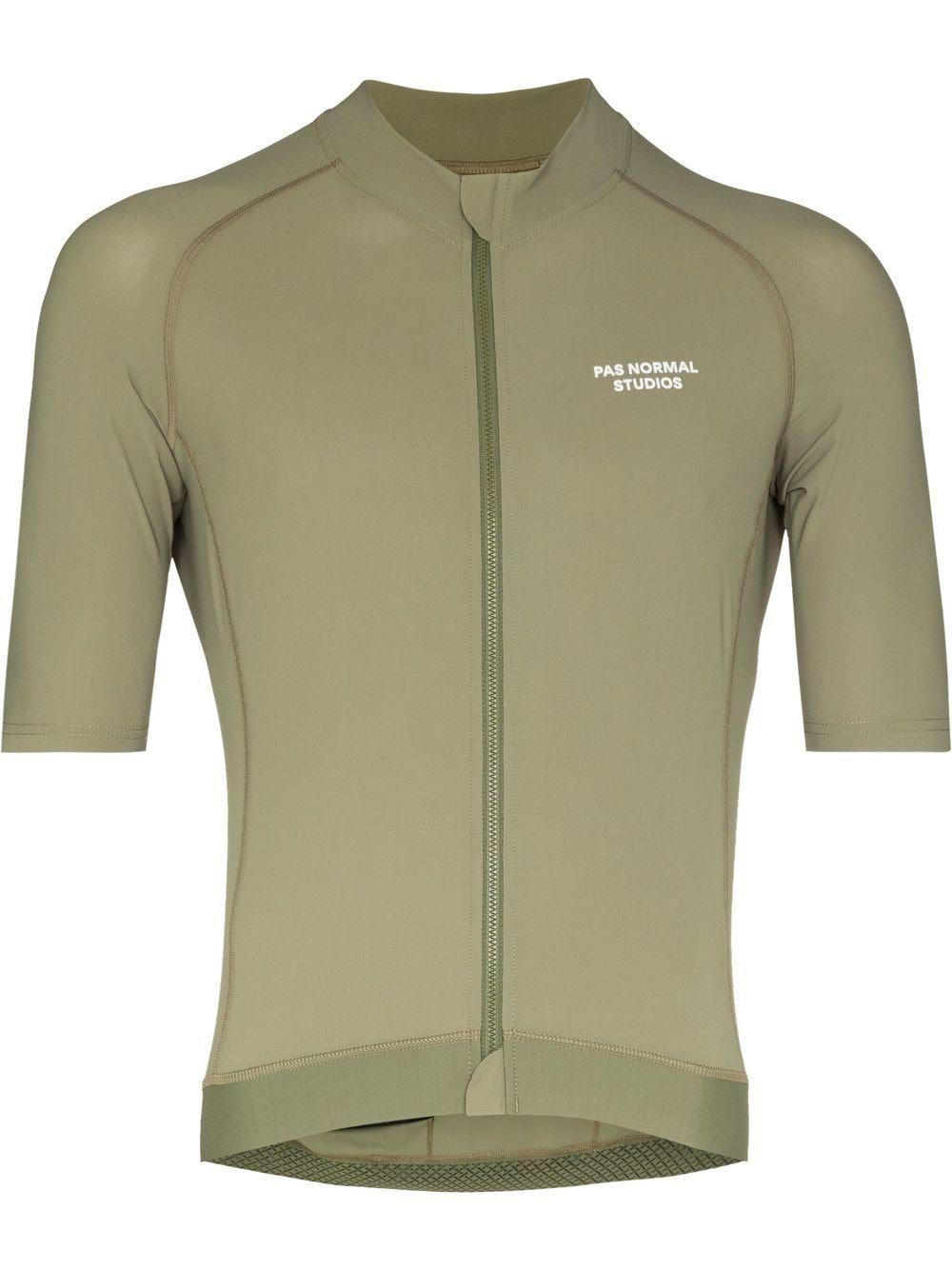 Logo-print zipped jersey top MJ0215H OLIVE PAS NORMAL STUDIOS