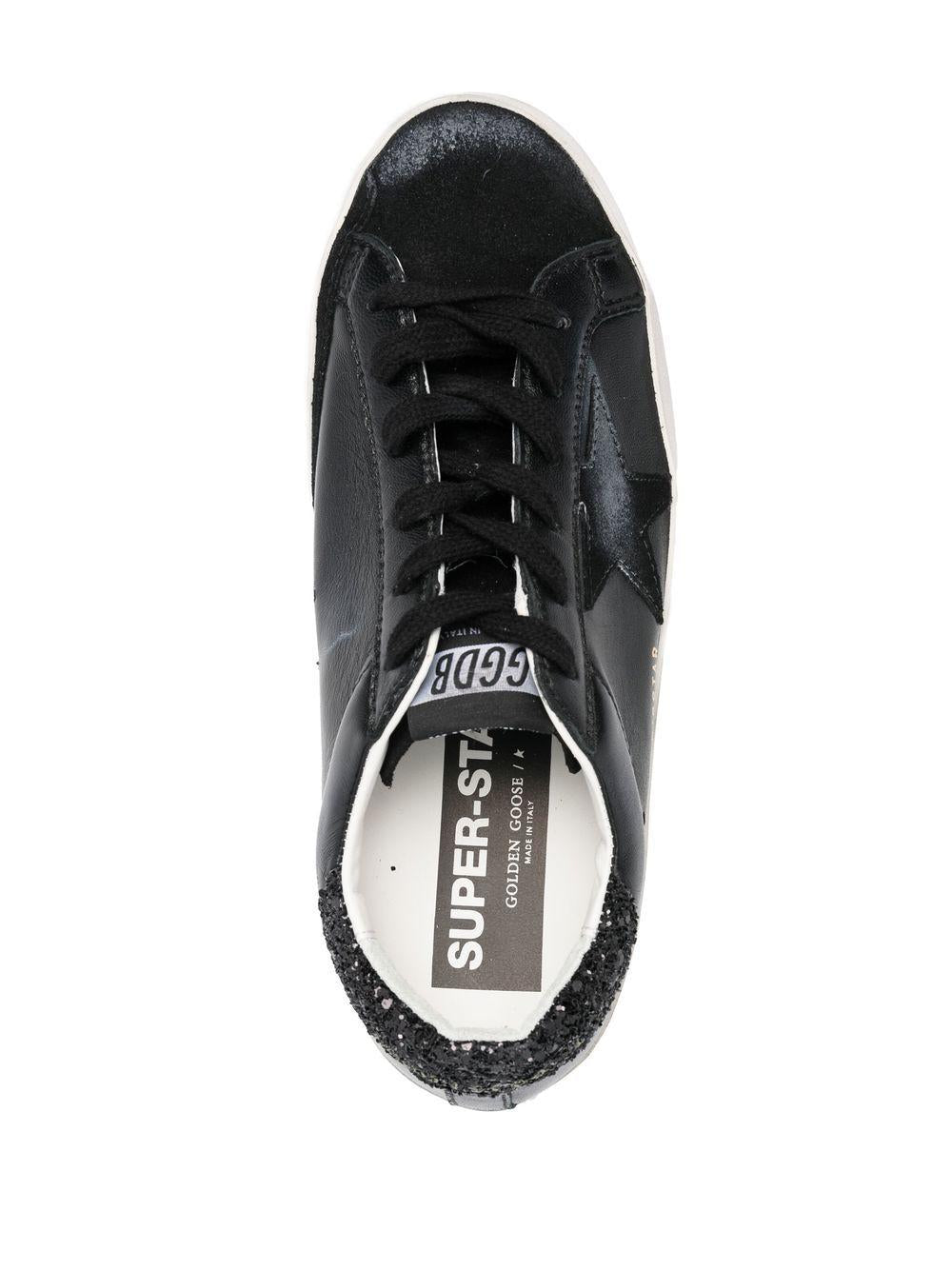 SUPER STAR LEATHER UPPER AND HEEL SUEDE TOE GLITTER STAR SNEAKERS GWF00101 F00346390100 GOLDEN GOOSE