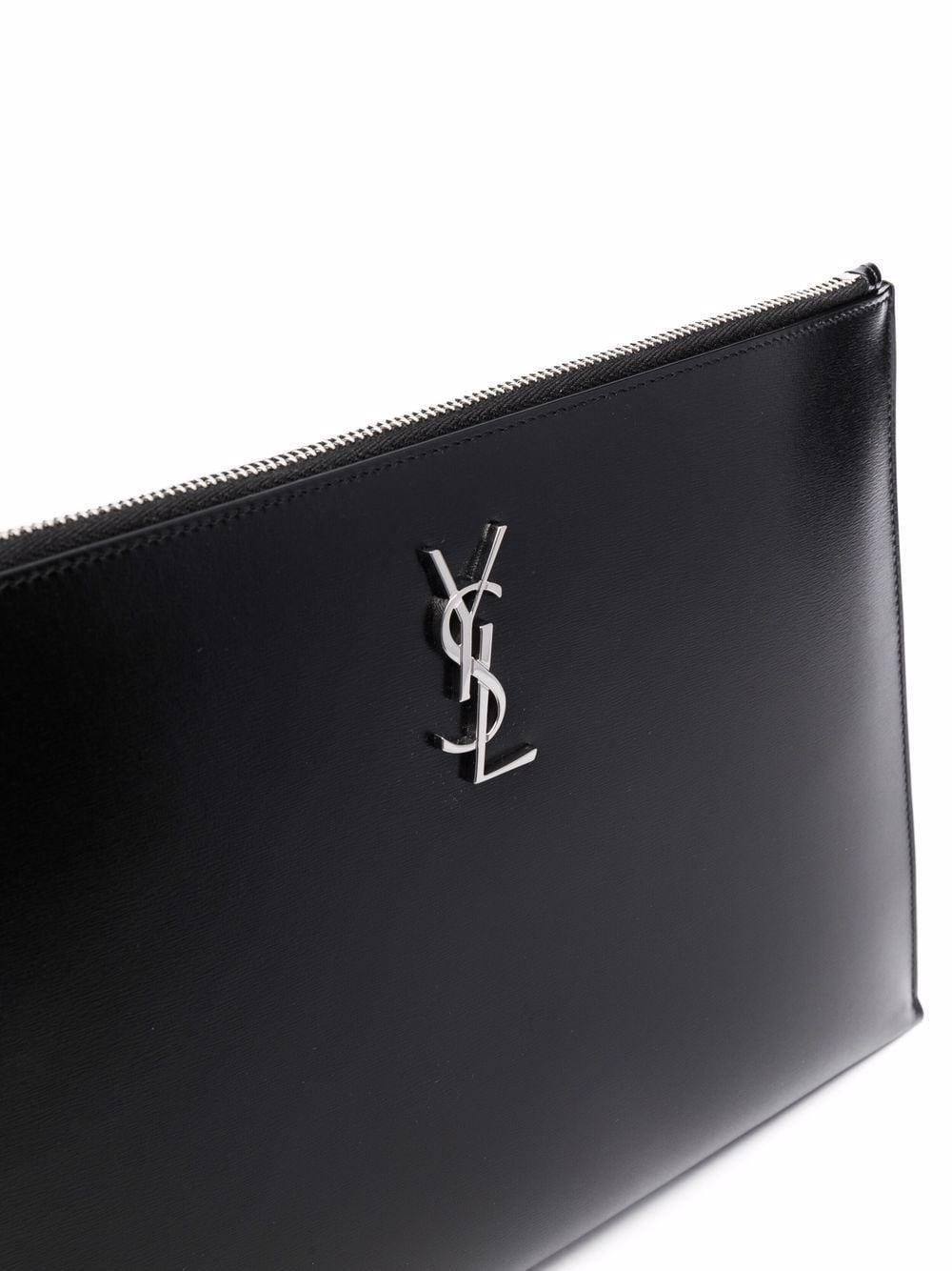 Logo plaque clutch bag 6676860SX0E 1000 SAINT LAURENT