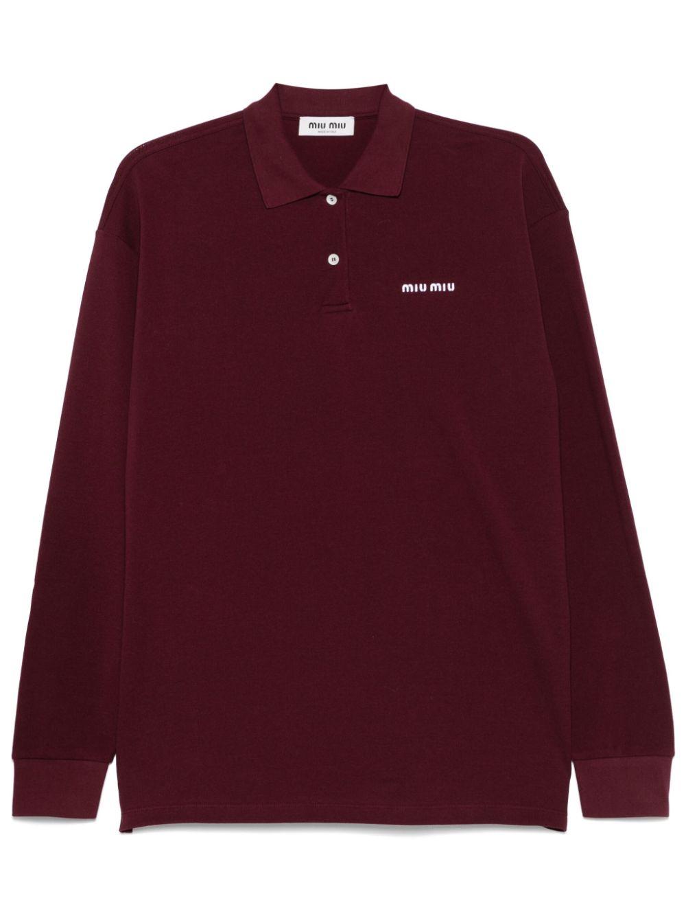 Logo-embroidered polo shirt<BR/><BR/> MJL019 14RWF0399 MIU MIU