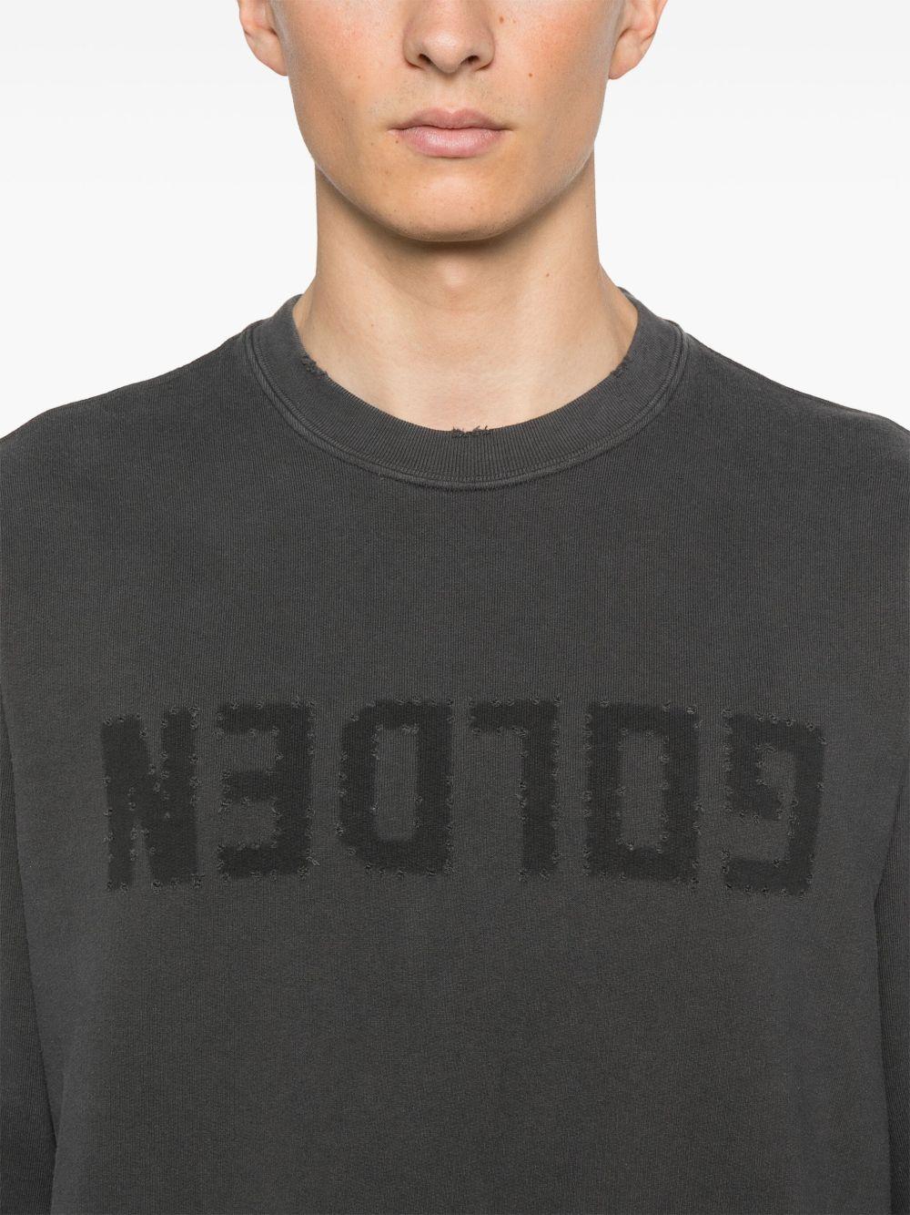 SWEATSHIRT DISTRESSED COTTON JERSEY WITH LOGO GMP01223 P00064260318 GOLDEN GOOSE
