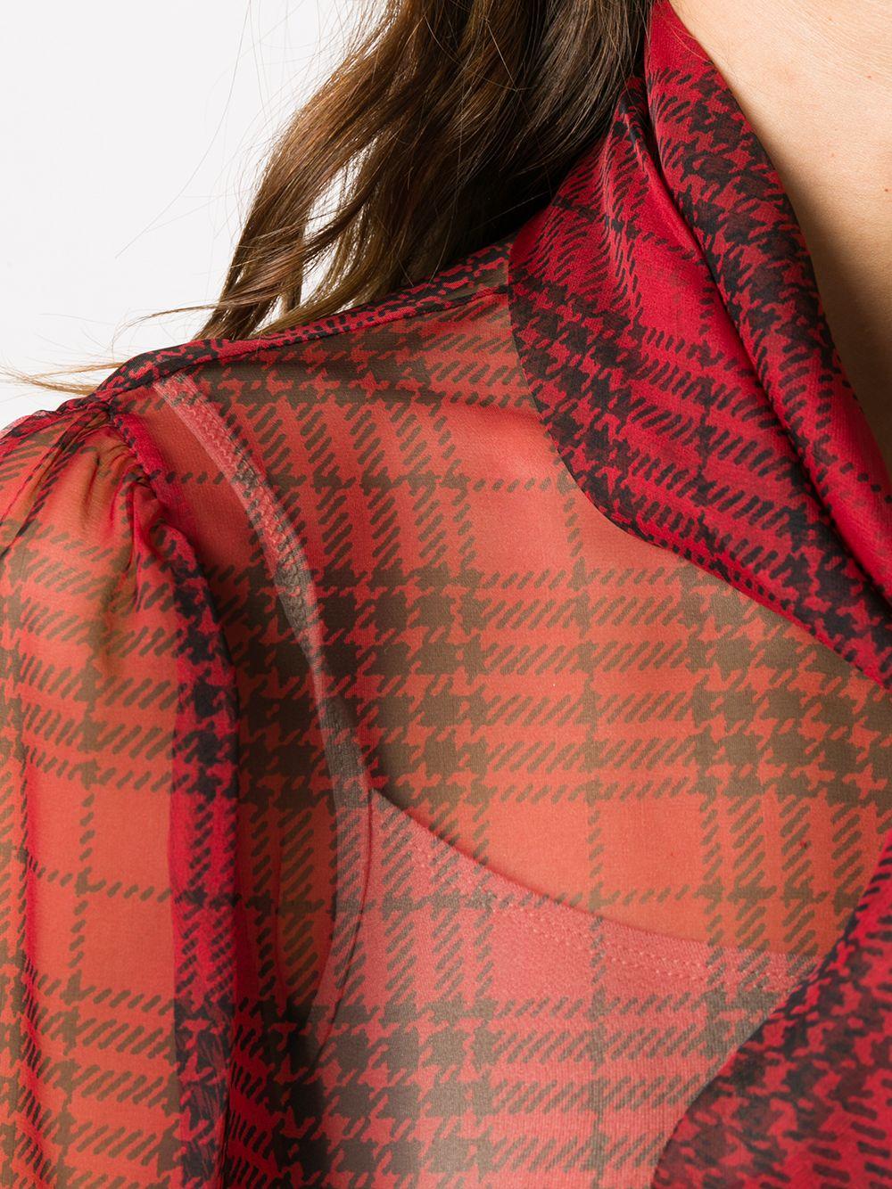 Red silk semi-sheer bow-detail silk blouse 641585 Y8B866041 SAINT LAURENT